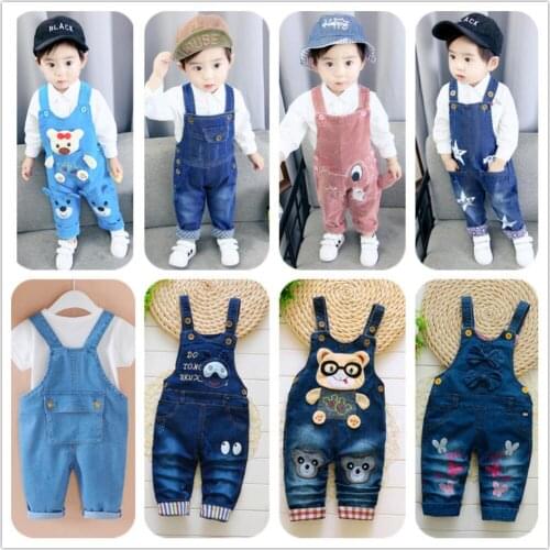 Toddler Infant Boys Long Pants Denim Overalls Dungarees Kids Baby Boy Girl Jeans Jumpsuit Clothes Clothing Outfits Trousers