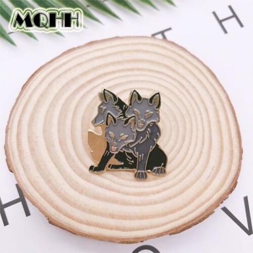 Cartoon animal enamel brooch punk wolf dog hell canine pin alloy badge clothes clothes bag accessories woman jewelry gift friend