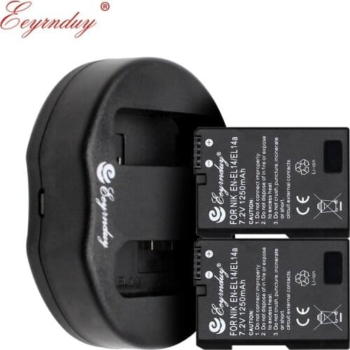EN-EL14 EN EL14 EL14A USB Dual Charger + 2pcs battery for Nikon D5600 D5200 D5300 D5500 D3100 D3200 D3400