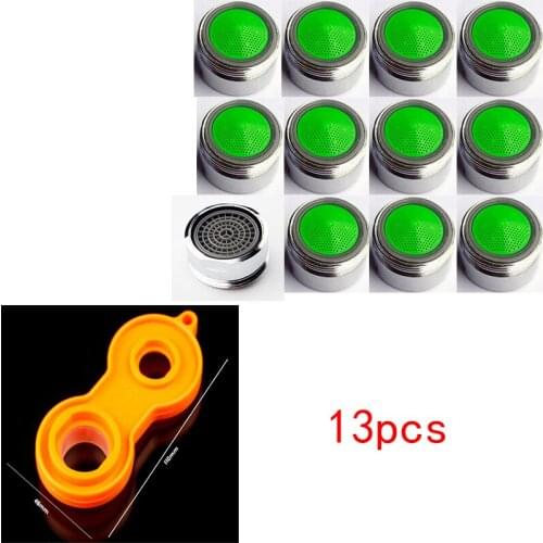 Hot 12 Pc Water Saving Aerator Copper Faucet Aerator Wrench Jet Regulators Filter Spare Part for Kitchen Bath