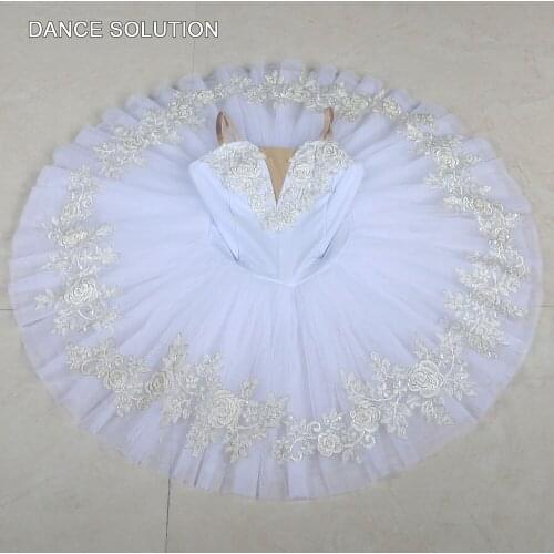 White Swan Performance Costume Pre-professional Ballet Tutu with Spandex Bodice Women & Girl Dance Pancake Tutu Dancewear BLL112