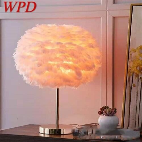 WPD Creative Table Lamps Feather Desk Lighting Contemporary for Living Room Bed Room Decoration