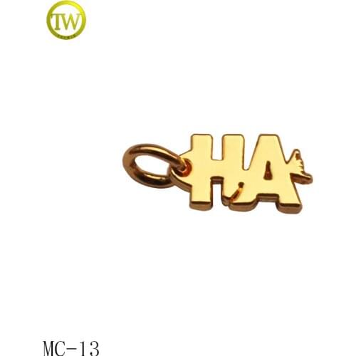 MC13 Custom gold color metal tag garment letter logo tags for bags/shoes/jewelry wholesale