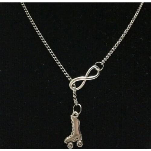 Fashion Vintage Roller skates & Digital 8 charm Pendant sweater chain suitable necklace DIY jewelry X114