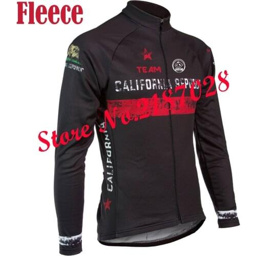2016 California Thermal Mens long sleeve Jersey black cycling clothing Winter Fleece & no Fleece / bike wear Arbitrary choice
