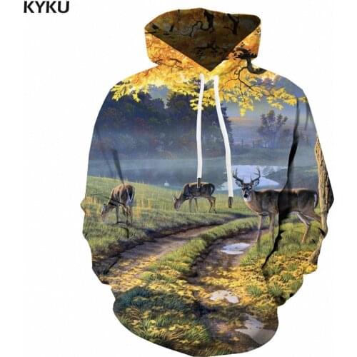3d Hoodies Animal Hoodie Men Deer Hooded Casual Landscape Hoodie Print Painting Hoody Anime Unisex Hip Hop Pullover Fashion Man