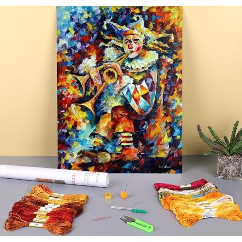 Oil Style Jester Pre-Printed 11CT Cross Stitch Complete Kit Embroidery DMC Threads Knitting Handmade Craft Floss