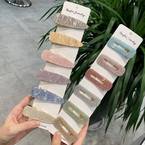 3pcs Waterdrop Barrettes Sets Fashion Pearls Acetate Geometric Fixed Bangs Holder Hair Clips Hair Accessories for Grils Women