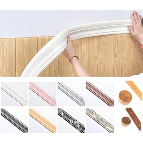 3D Foam Wall Stickers Edge Strip Self Adhesive Waterproof Baseboard Corner Waist Line Border Live Room Bedroom Home Decorations