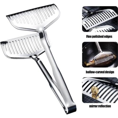 Stainless Steel Multi-Function Turn Fish Frying Fish Tongs Household Food Cooking Frying Tongs Cooking Tools Barbecue Tongs