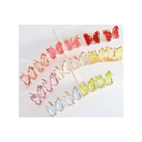 New fashion Simple crystal clear butterfly earrings For Women girl Accessories jewelry wholesale