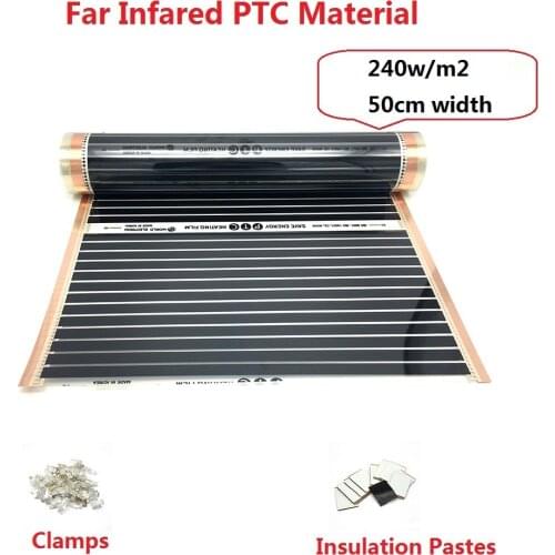 New Type 220w/m2 Far Infared PTC Material Underfloor Heating Film Warm Mat with Clamps Insulation Pastes Energy Saving