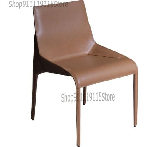 Nordic Luxury Modern Simple Saddle Leather Designer Hotel Dining Chair Family Negotiation Dining Chair