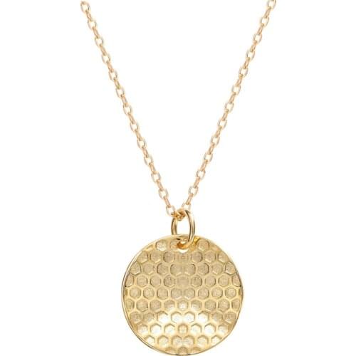 925 Sterling Silver Bee Hive Round Disc Honeycomb Coin Pendant Necklace Best Friend Bijoux Femme Collier Necklace Women Jewelry