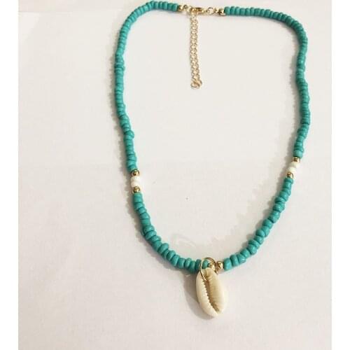 New Style Rice Pearl Conch Shell Short Neckchain Fashion Personality Handmade Necklace Jewelry Necklace Women