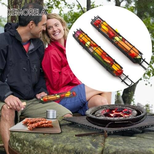 Portable BBQ Grilling Basket Stainless Steel Nonstick Fish Barbecue Grill Basket Tools Grill Mesh For Meat Hamburger BBQ Tools