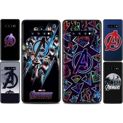 Marvel Avengers Logo For Samsung Galaxy S21 S10 S10E S9 S8 S7 Note 20 10 9 8 Ultra 5G Plus Edge Pro Black Phone Case