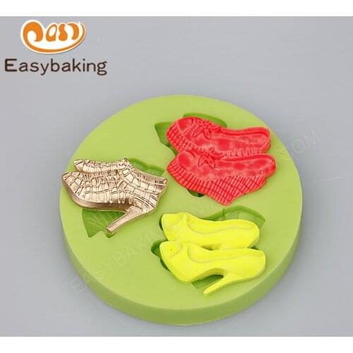 3 Cavity Silicone Mold Women High Heels Shape Kitchen Ware Tools Fondant Cake Decoration Mould for Polymer Clay Resin