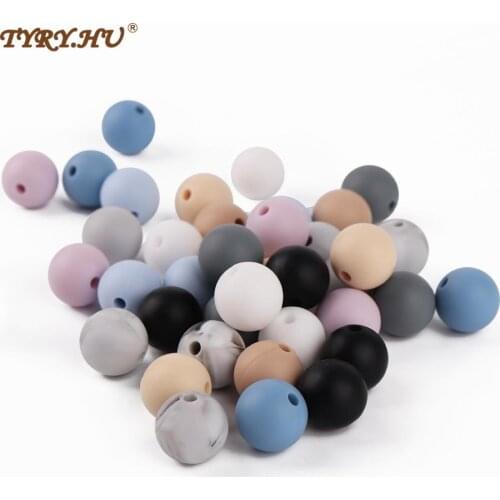 TYRY.HU 40Pcs Silicone Beads Baby Teether Teething Chewable Teethers Silicone Teething Beads For Necklace Pacifier Chain 12 mm