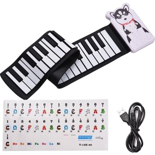 49-key Foldable Electronic Piano 8 Tones 6 Demos Record Funtion Built-in Speaker with Echo Sustain Trill Effect 3.5mm Output