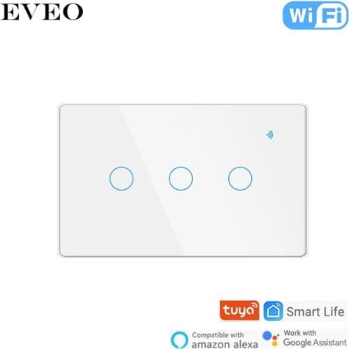 EVEO US Standard Glass Panel Tuya Voice Control Smart Swtich WIFI Control Light Switch