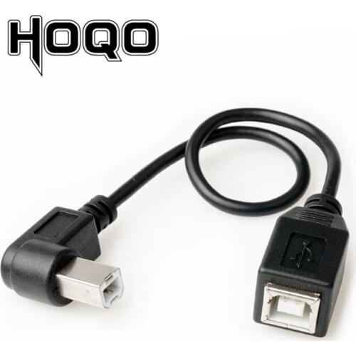 Left Angle USB 2.0 B Extension Cable Panel Mount for PC Sync Date Charge 90 Degree USB Type_B Male to Female Extension Cord