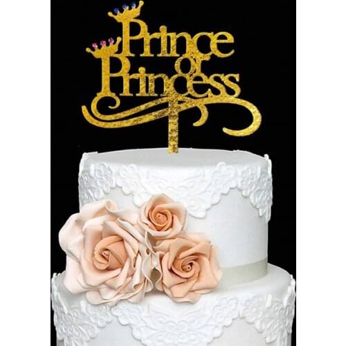 Cake Decorating Prince or Princess Cake Topper Boy or Girl Gender Reveal Cake Decoration Baby Shower Gold Crown