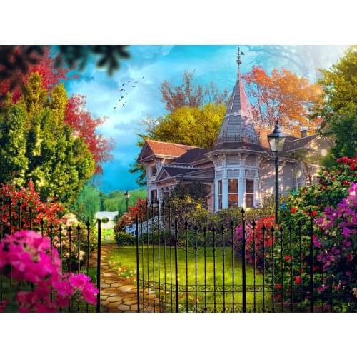 House and Garden in Spring Cross Stitch Kits Needlework Sewing Embroidery Crafts 14ct Unprinted DIY Arts Handmade Home Decor