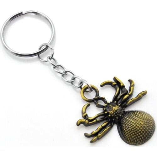 Vintage Silver Color Spider Keychain For Men Retro Alloy Animal Key Chain Male Jewelry Party Gift
