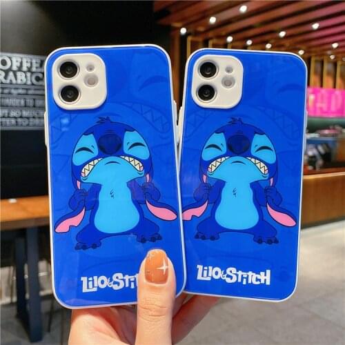 Disney Stitch Waterproof Mobile phone case for iPhone 7/8 plus x/xs xr xsmax 11 pro max 12pro max 12mini Glass phone cover