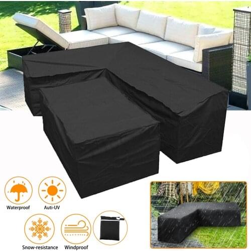 L Shape Waterproof Cover Oxford Cloth Furniture Dustproof Cover for Rattan Table Cube Sofa Rain Garden Patio UV Protective Cover