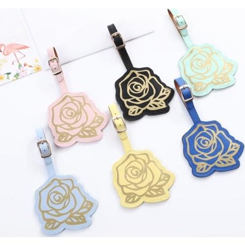 Zoukane 2 pcs/lot PU Leather Rose Flower Luggage Tag Suitcase Label Bag Pendant Portable Travel Accessories Name ID Tags LT26