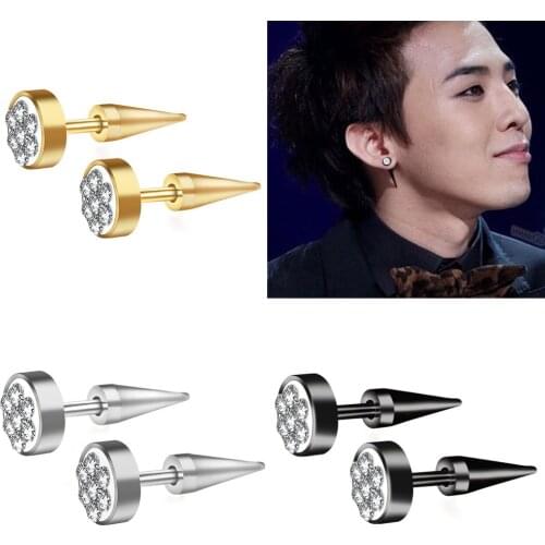 1 Pair Punk Style Stainless Steel 3 Colors Stud Earrings Men Women Ear Jewelry Rock Gothic Unisex Piercing Earring Wholesale