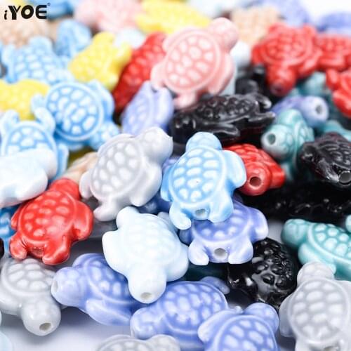 10/20/30pcs 15x19mm Sea Turtle Ceramic Beads Loose Space Tortoise Shape Glaze Jewelry Beads for Making Boho Bracelet Keychain