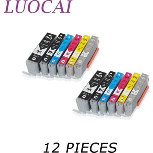 12X LuoCai Ink Cartridges Compatible For Canon PGI-650 CLI-651 PGI650 CLI651 PIXMA MG5460 MG5560 MG6360 MG6460 MG7160 Printers