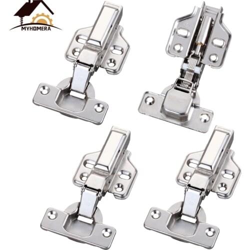 Myhomera 2Pcs Cabinet Hinge Hydraulic Cupboard Door Hinges Copper Core Kitchen Damper Buffer Soft Closer Steel Full/Half/Embed