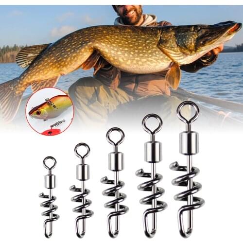 20pcs Fishing Connector Rolling Swivel Bearing Swivel Corkscrew Snap Fishing Swivel Fishing Line Connector fishing accessories