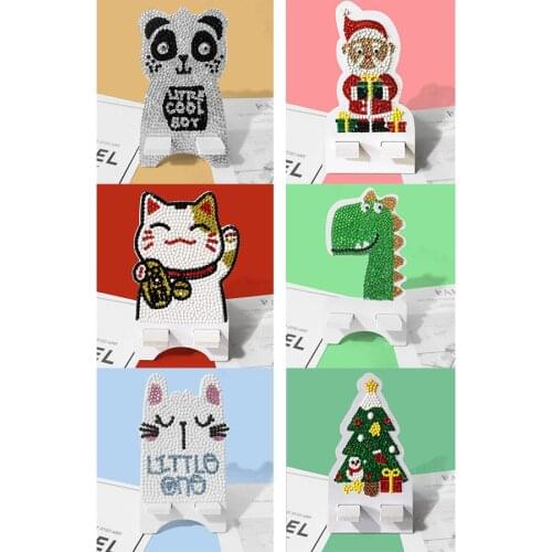2021 DIY Diamond Painting For Kids Gift Cartoon Mobile Phone Holder Diamond Embroidery Cross Stitch kits New Year Decorations