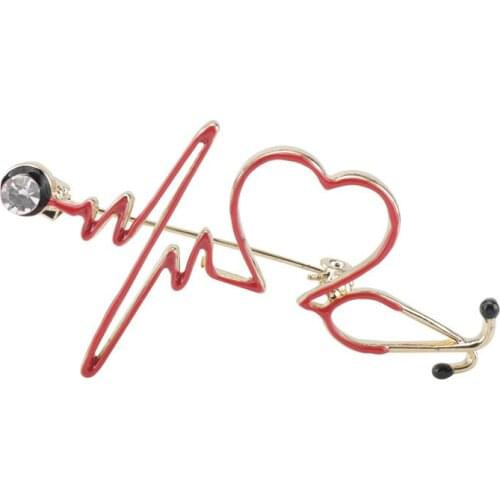 2021Enamel Medical Brooch Pins Doctor Nurse Stethoscope Syringe Heartbeat Shape Brooches Denim Scarf Lapel Pin Button Badges