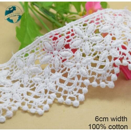 3yards 6cm white lace cotton embroidery lace french lace ribbon fabric guipure diy trims warp knitting sewing Accessories#3689