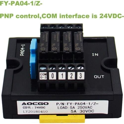 4 Slim relay PNP Control 24V DIN Mounted relay module