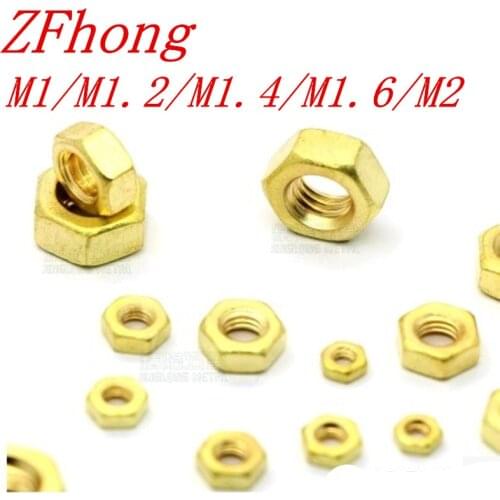 500pcs/lot M1/M1.2/M1.4/M1.6/M2 Brass Hex Nut