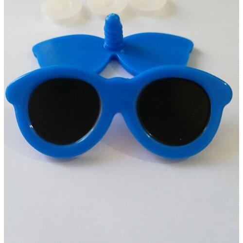 6pcs/lot--new design blue toy glasses safety toy glasses with hard washer for diy doll findings--65x27mm