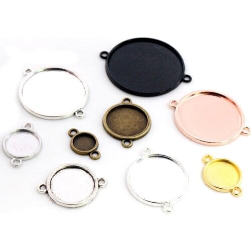 8/10/12/14-30mm Inner Size Classic 7 Colors One Sided Double Hanging Simple Style Cabochon Base Setting Charms Pendant