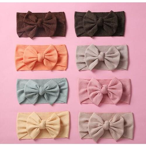 8PCS Baby Soft Nylon Hairbands Newborn Cute Ribben Knotted Headbands Baby Girls Stretchy Turban Headwraps