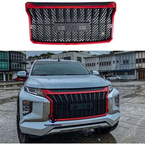 Car Pickup Radiator Grills Accessories Fit For Mitsubishi Triton L200 2019 2020 Front Racing Bumper Grill Mesh Grille
