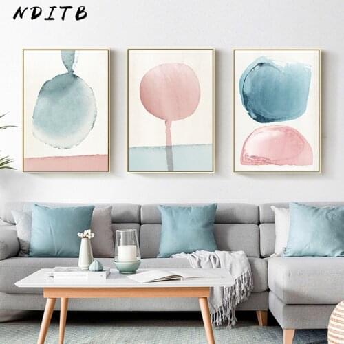 Watercolor Geometric Art Canvas Poster Abstract Painting Minimalist Print Nordic Decoration Wall Picture for Living Room Decor