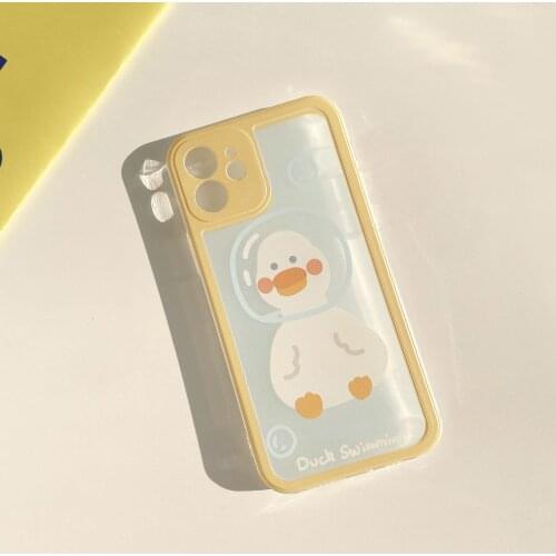 INS cute Art cartoon duck phone case for iphone 12mini 11promax XS XR XSMAX 7 8 SE2020 Shock Proof Phone Back Cove