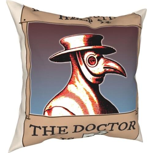 Plague Doctor Mask Retro Pillowcase Printing Polyester Cushion Cover Decoration Black Death Throw Pillow Case Cover Home 18