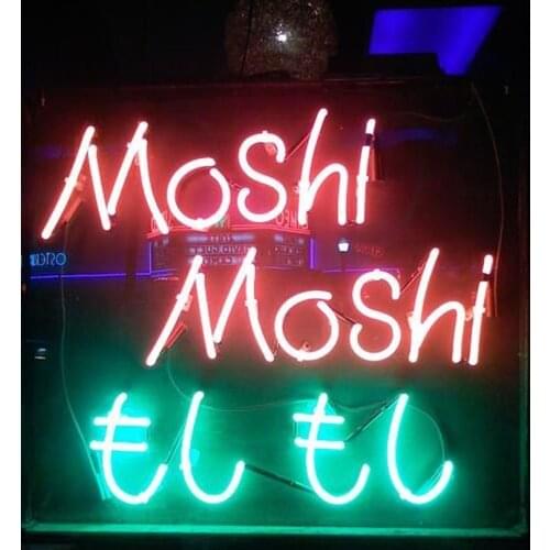 Decorative Light Moshi Moshi Hello in Japanese Neon Light Restaurant Beer Bar Display Hotel light Enseigne Lumineuse Handmade